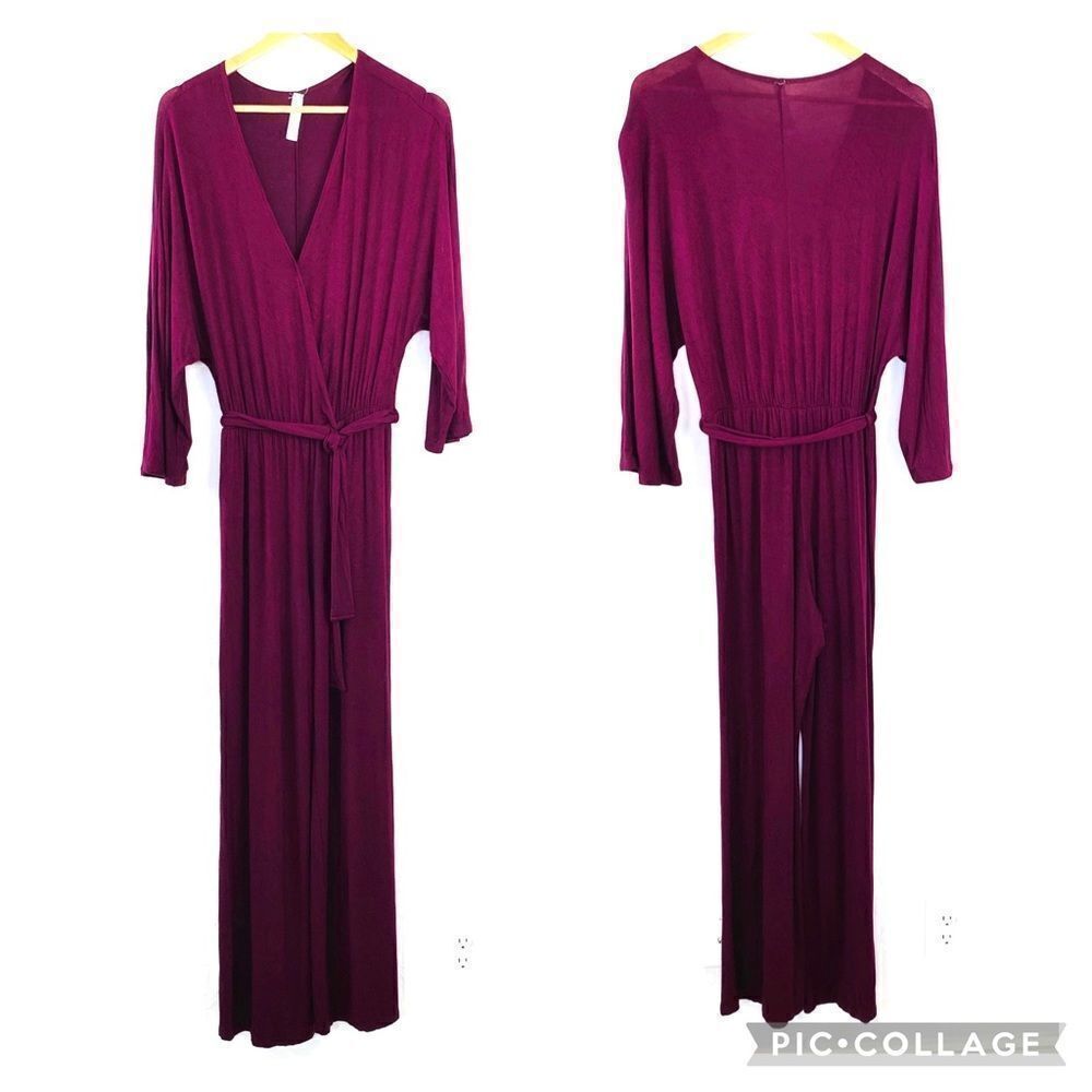 Boutique brand faux wrap maroon jumpsuit medium